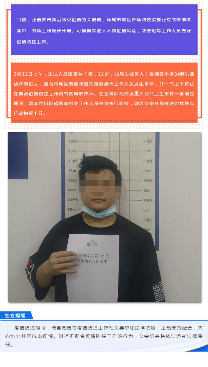 城区警方依法查处一名疫情期间阻碍执行职务的违法人员.jpg