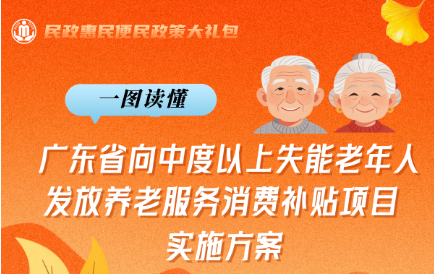广东向中度以上失能老年人发放养老服务消费补贴 每月最高可抵扣800元